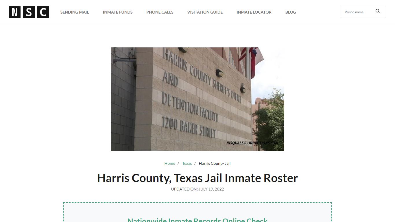 Harris County, Texas Jail Inmate List - Nisqually Corrections